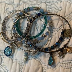Authentic Alex & Ani Blue Silver Set of 7
